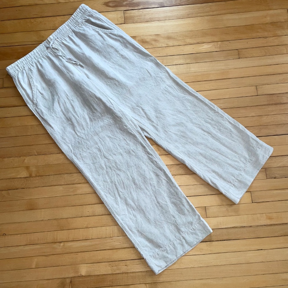 L.L. Bean Premium Linen Breezy Pull On Pant Tan Khaki Washable Size 10 - Picture 2 of 9